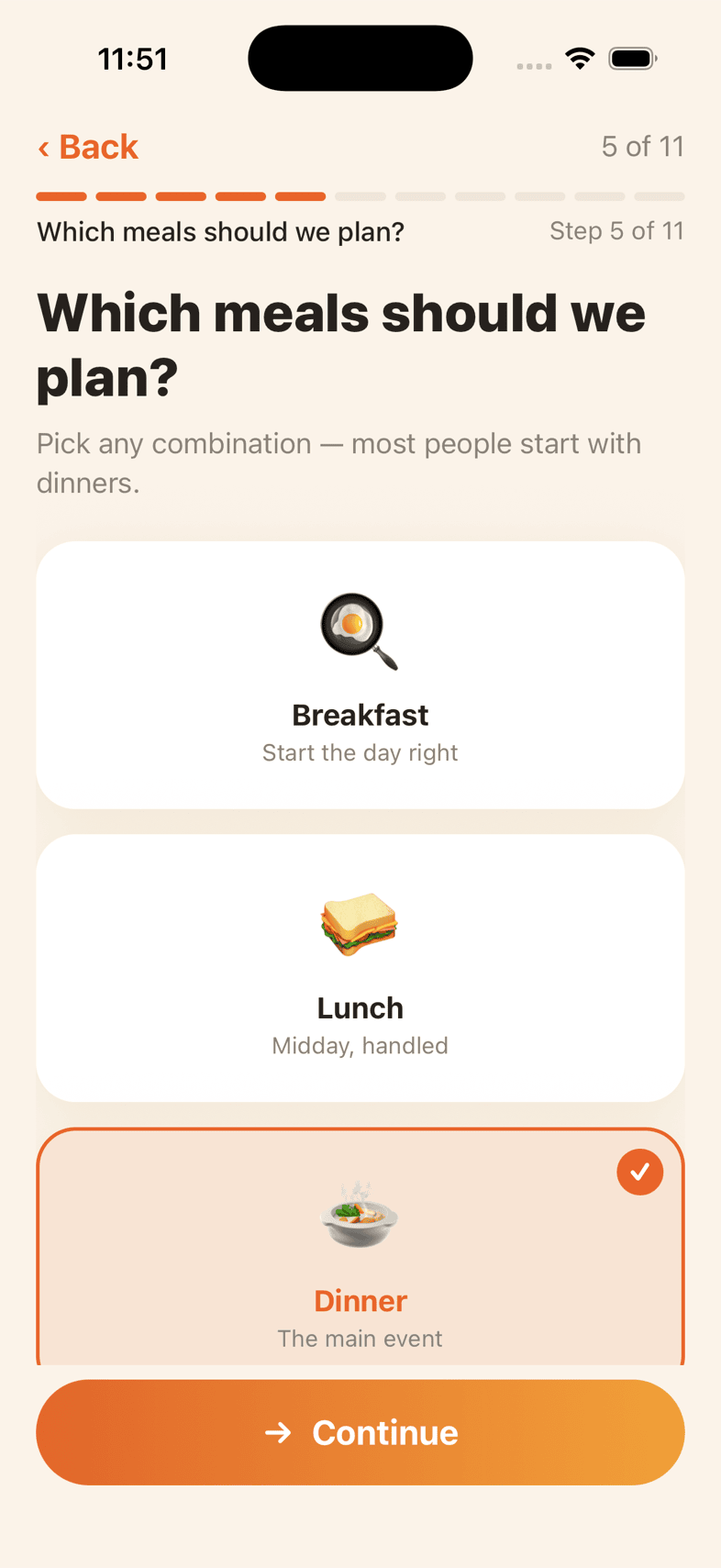 Which meals to plan